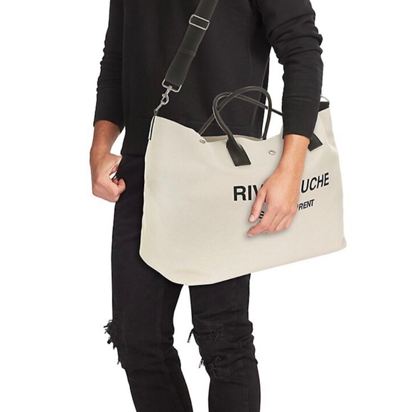 Saint Laurent. Rive Gauche Canvas Tote Bag - Picture 4 of 4